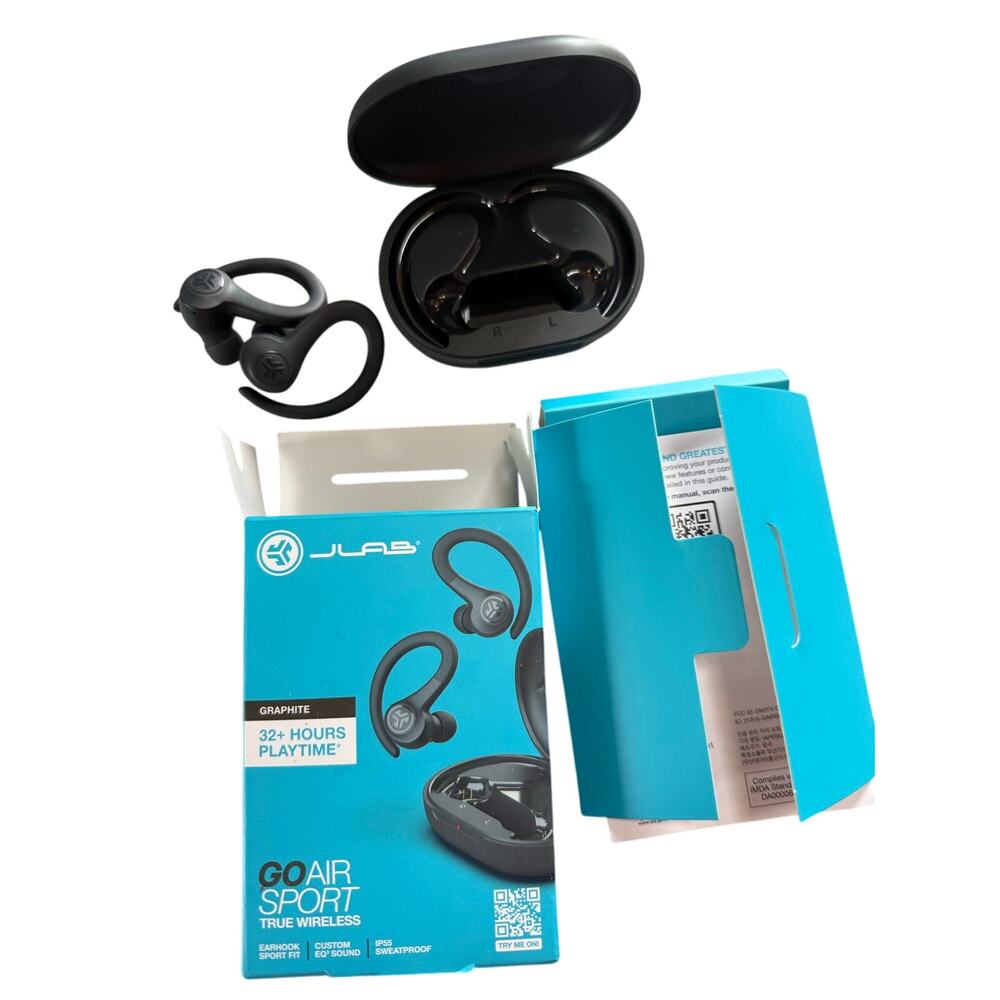 JLabs earbuds GO AIR Sport true Wireless with case charger tips 32+ hours play